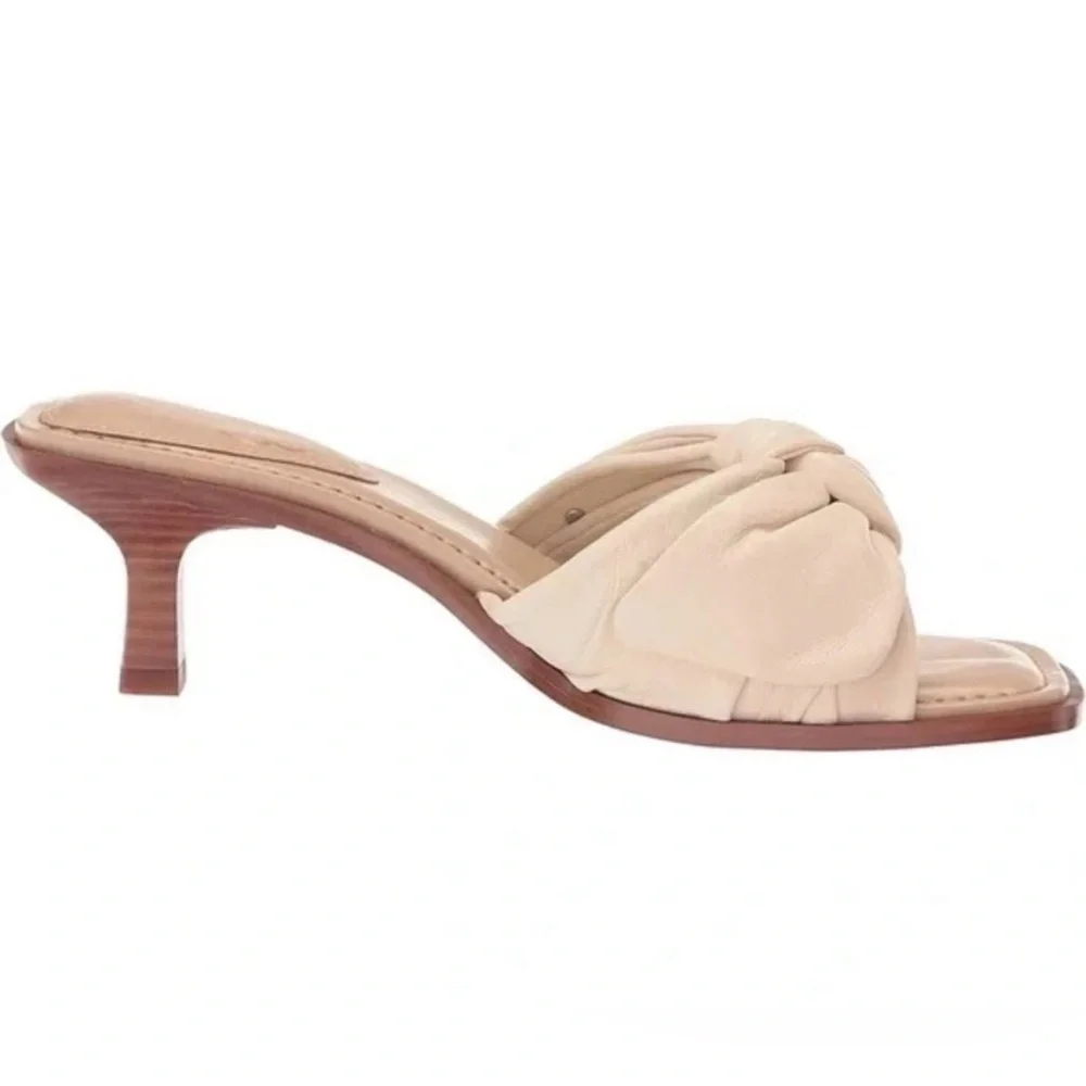 SAM EDELMAN Women's Darcie Ivory LEATHER Bow Kitten Heels Sandals Size 8.5 NWT - Picture 2 of 11